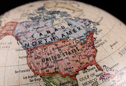 Globe showing North America